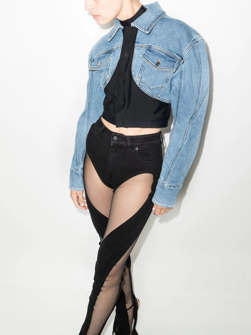 Style Niche Two-piece Set Stitching Denim Suits