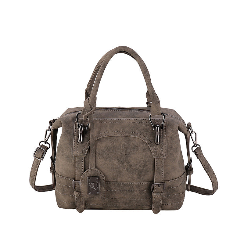 Women's Retro Frosted One Large Capacity Boston Handbags