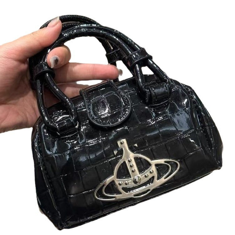 Chain Saturn Mini Retro Crocodile Pattern Crossbody Bags