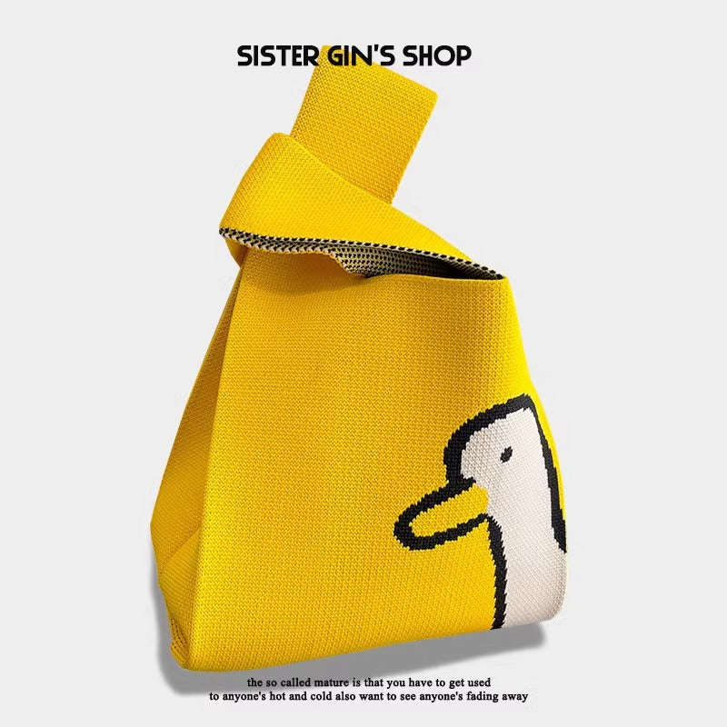 Women's Cute Cartoon Style Knitted Woven Holiday Handbags