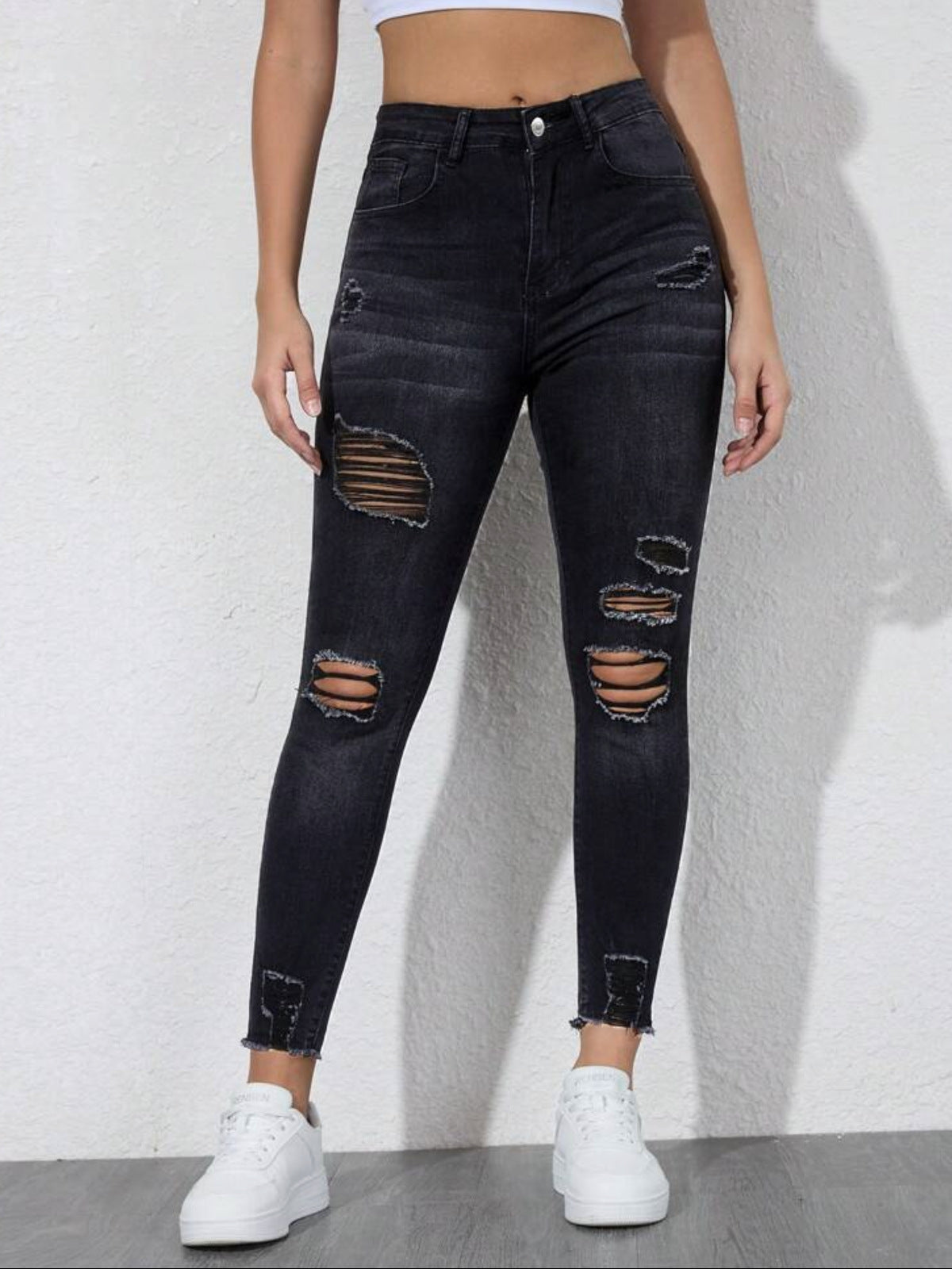 Women's Ripped Slim Stretch Denim Skinny Pants