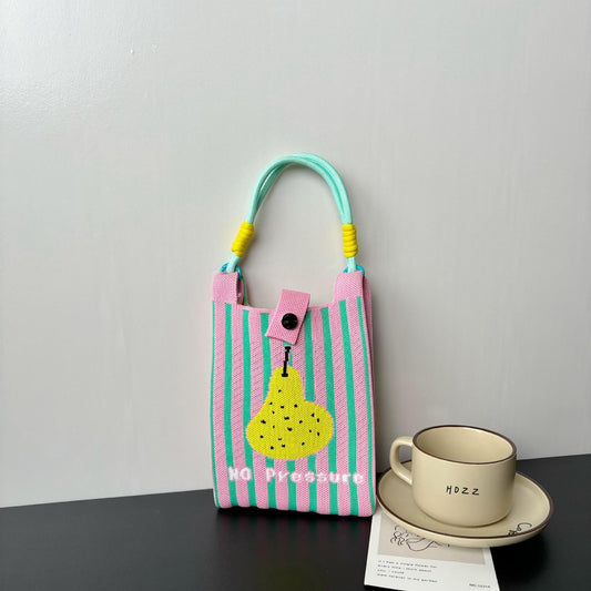 High-grade Mobile Cartoon Knitted Dopamine Color Phone Bags