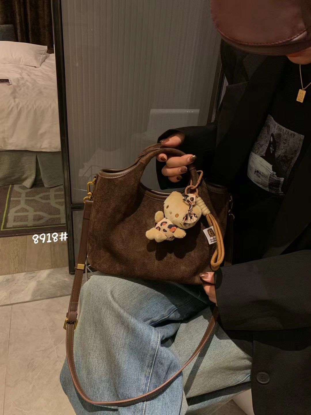 Women's Vintage Genuine Leather Suede Hand Holding Crossbody Bags