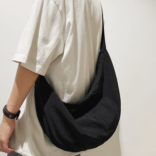 Men's Large Capacity Black Dumpling Fashion Cloth Men's Shoulder Bags