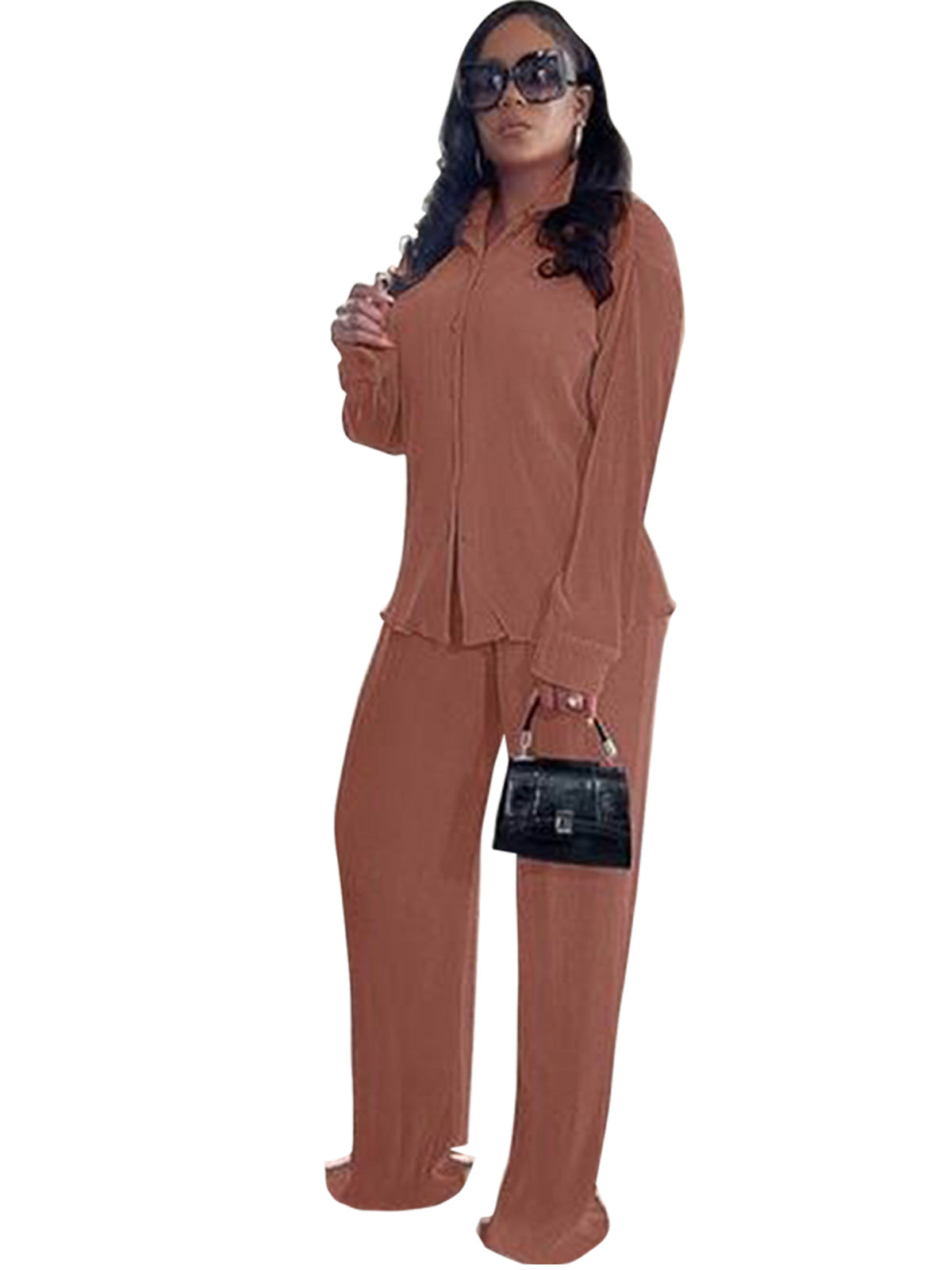 Women's Elegant Solid Color Trousers Two-piece Suits