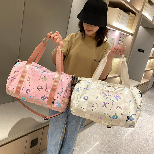 Women's Fashion Letter Printing Nylon Traveling Waterproof Handbags