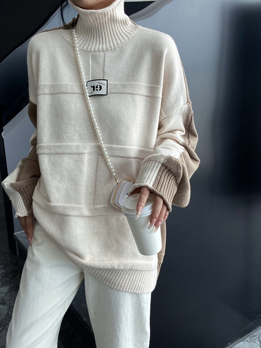Pullover Loose Two-sided Wear Idle Style Large Version Outer Sweaters