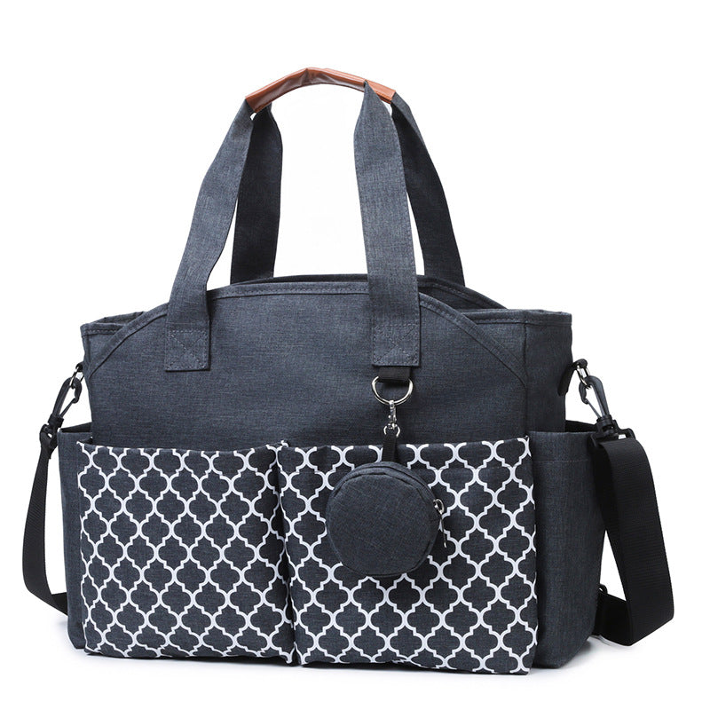 Lantern Grid Printing Mummy Portable Large Capacity Multifunctional Diaper Bags