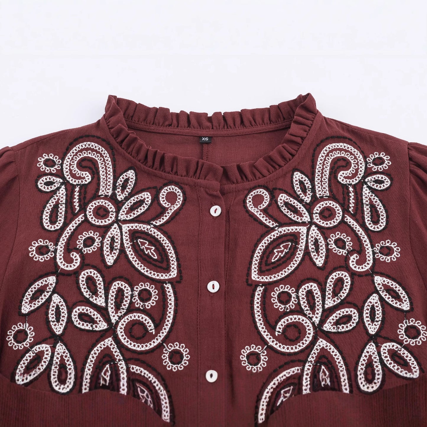 Women's Fashion Casual Chest Embroidered Shirt Blouses