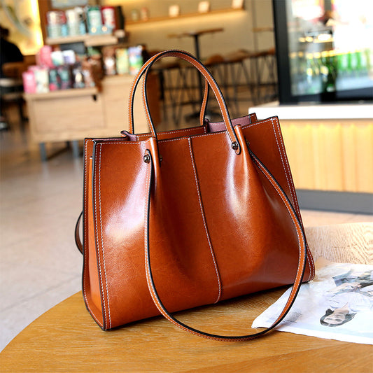 Capacity Portable Retro Commuter High-grade Oil Tote Bags