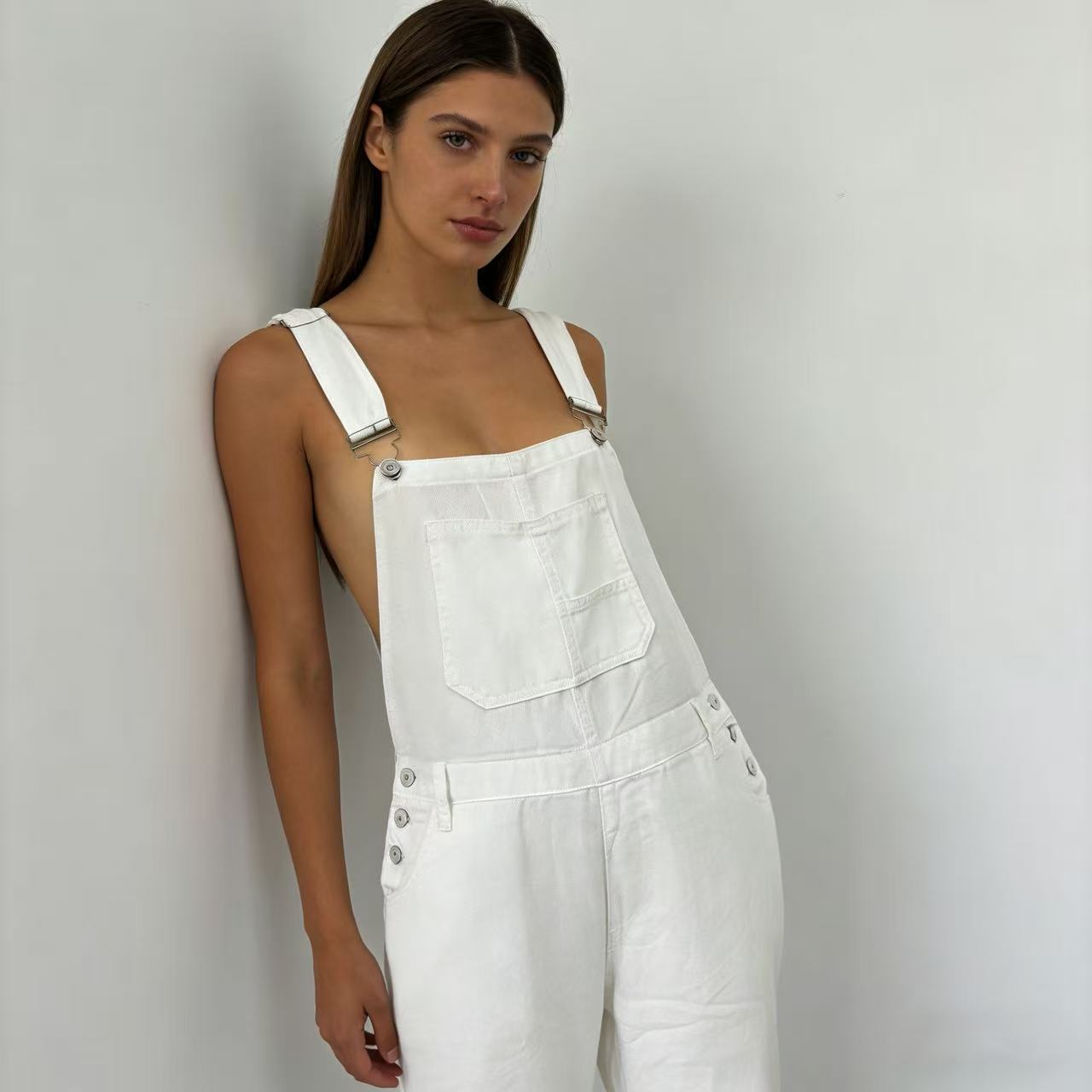 Women's Casual Loose Denim Brace Trousers One-piece Women's Jeans