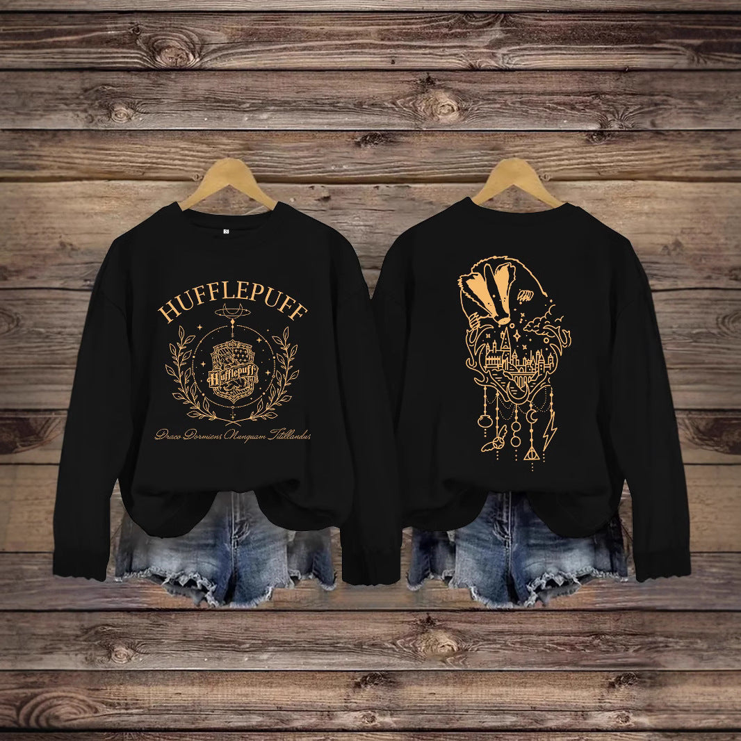 Printed Loose Base Long Sleeve Large Sweaters