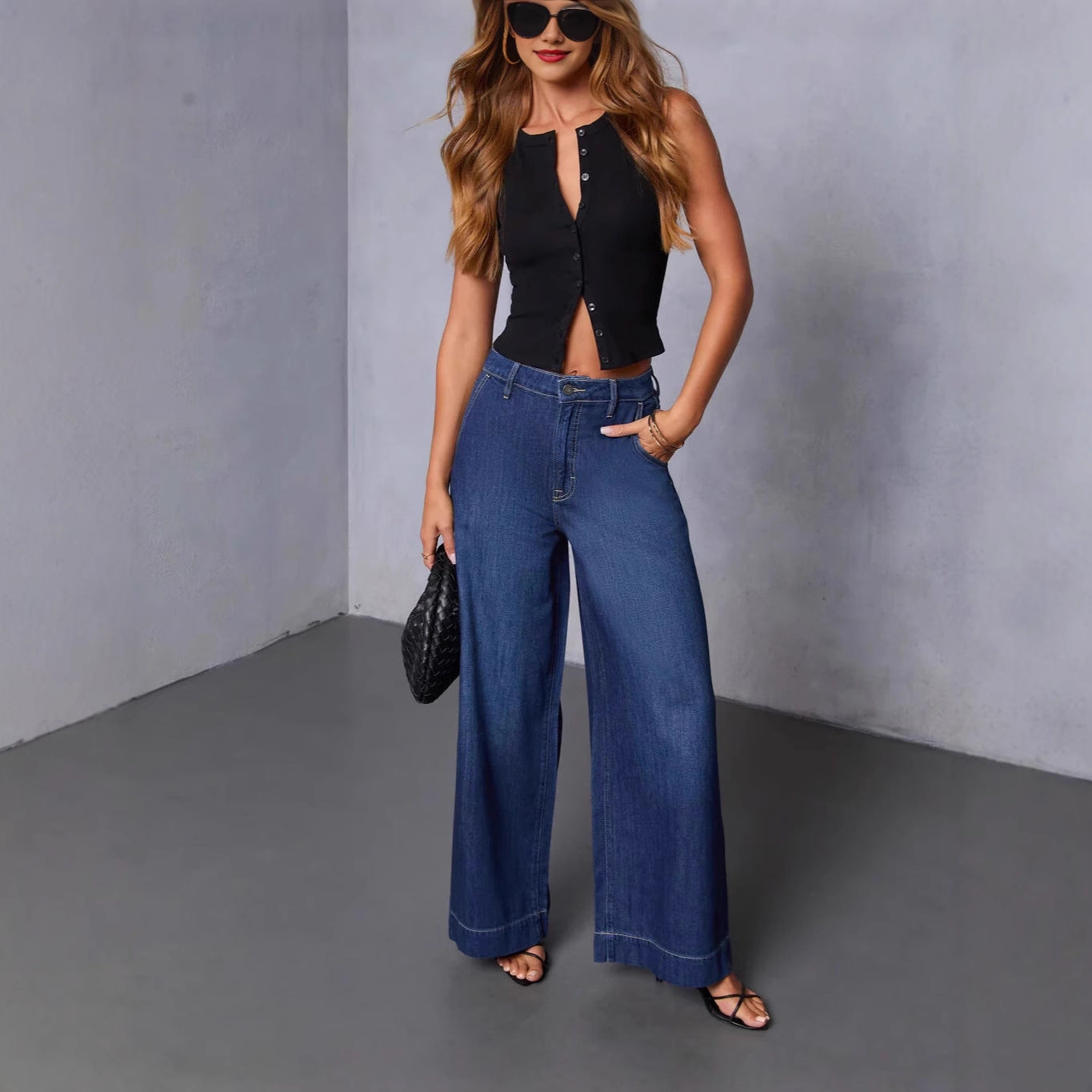 Women's Washed Temperament High Waist Long Trousers Women's Jeans