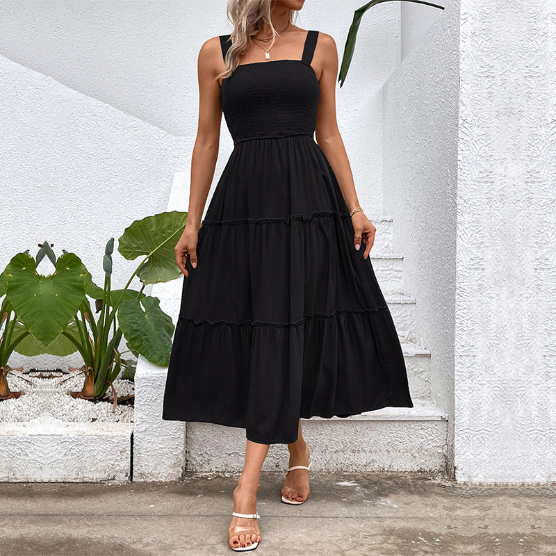 Popular Casual Vacation Versatile Solid Color Dresses