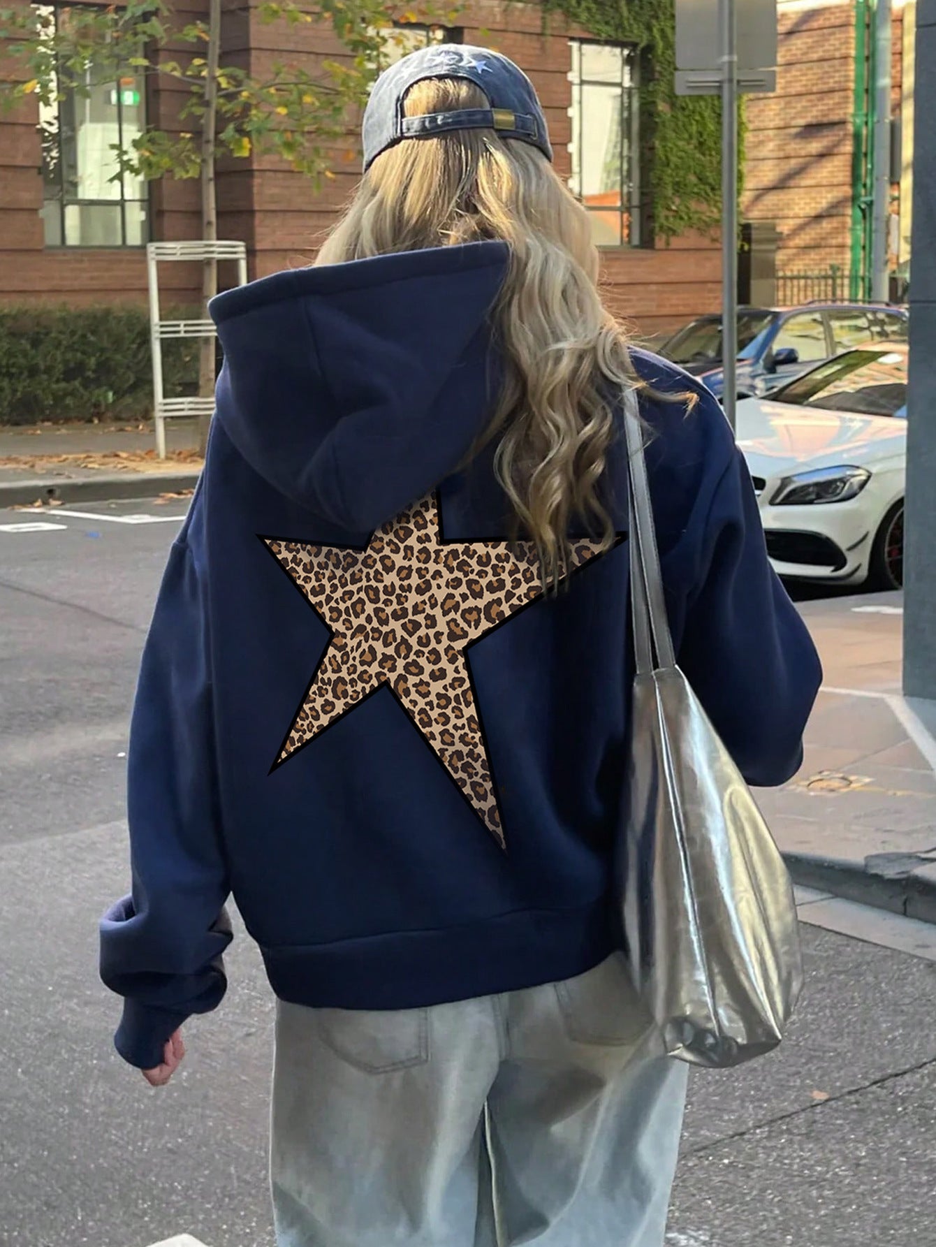 Women's Fashion Leopard Print Loose Hooded Casual Sweaters