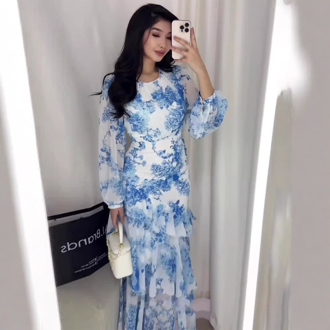 Women's Spring Floral Design Chiffon Printed Dress Dresses