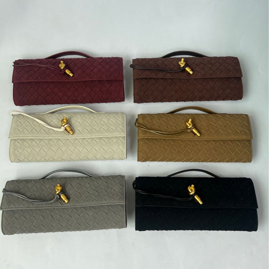 Suede Woven Dinner Single Mortise Horizontal Bags