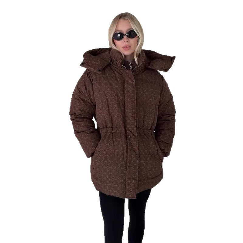 Women's Autumn Printed Warm Comfort Printing Mid-length Coats