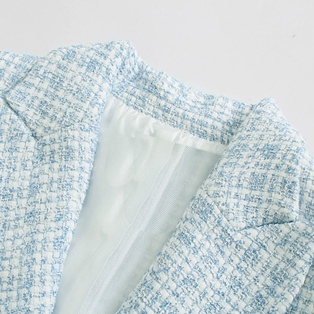 Women's Autumn Tweed Pocket Decoration Retro Long Blazers