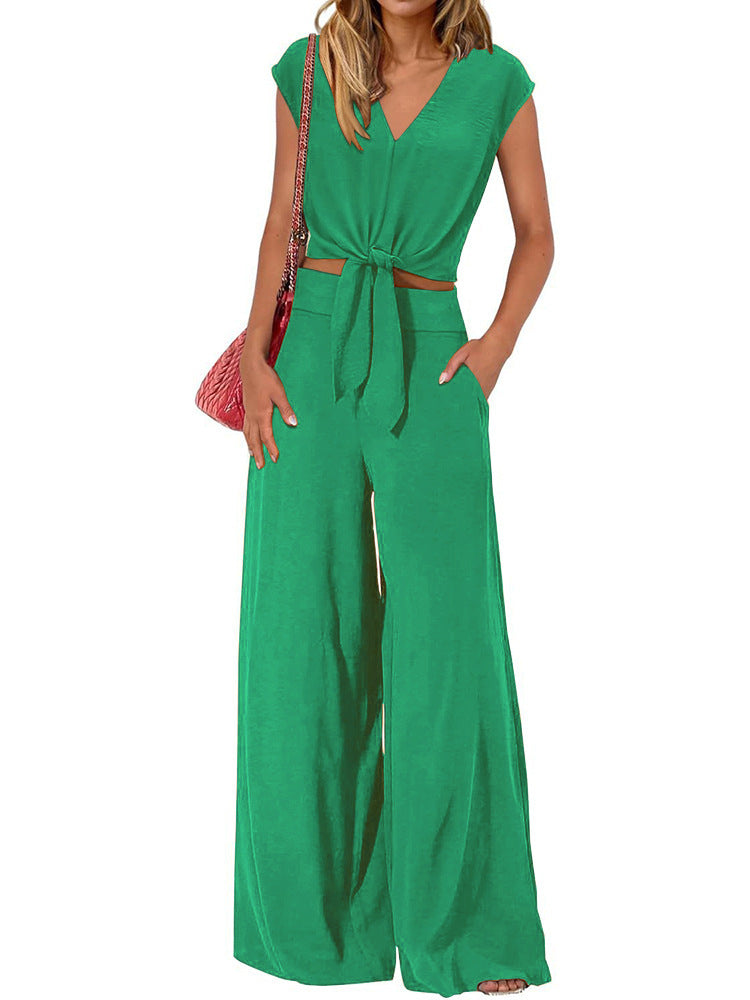 Women's Summer Cropped Set High Waist Fashion Casual Suit
