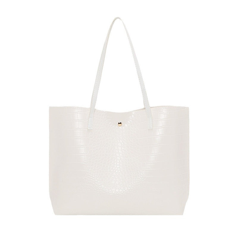 Women's Minority Fashion Crocodile Pattern Simple Commute Large Tote Bags