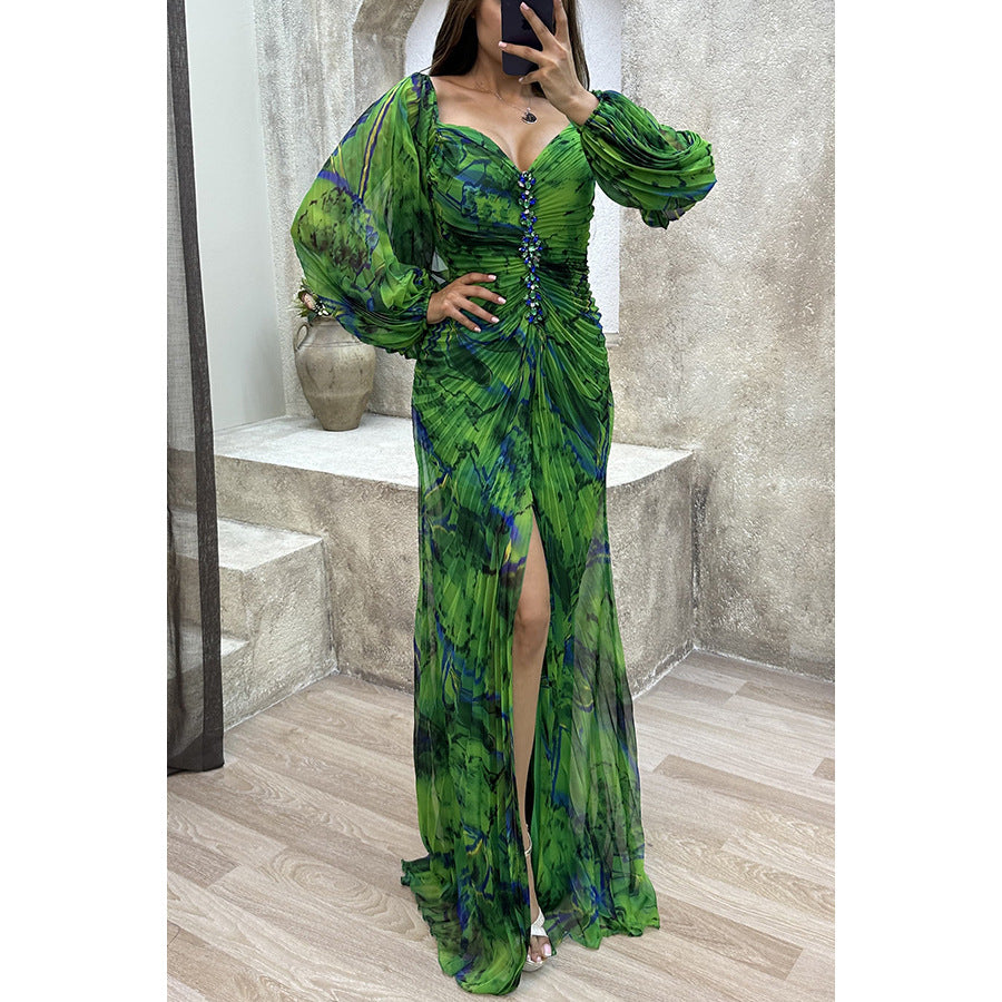 Women's Party Pleated Long Sleeve Dress Loose Dresses