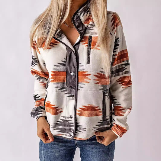 Women's Fashion Loose Button Fleece Shirt Sweaters