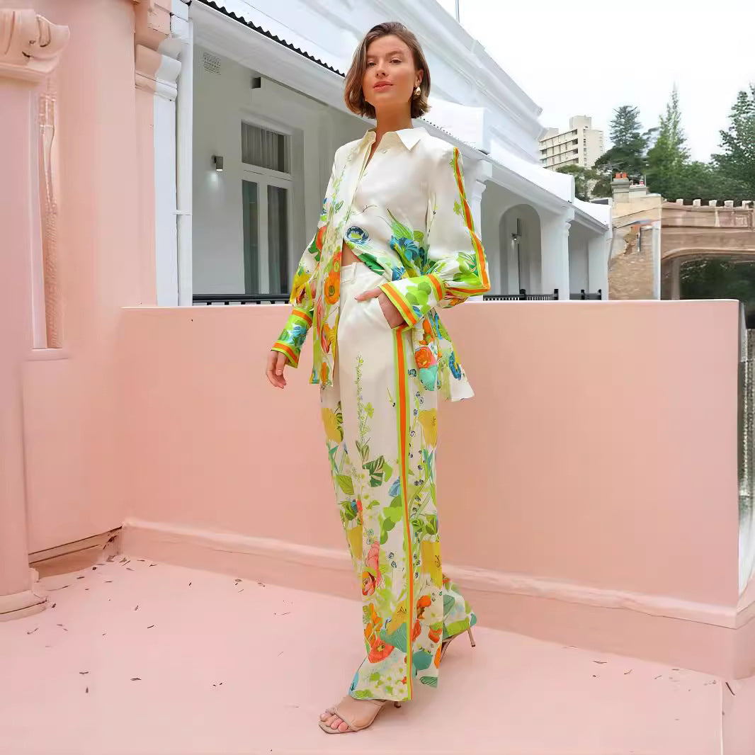 Printing Lace Color Block Holiday Leisure Fashion Casual Suit