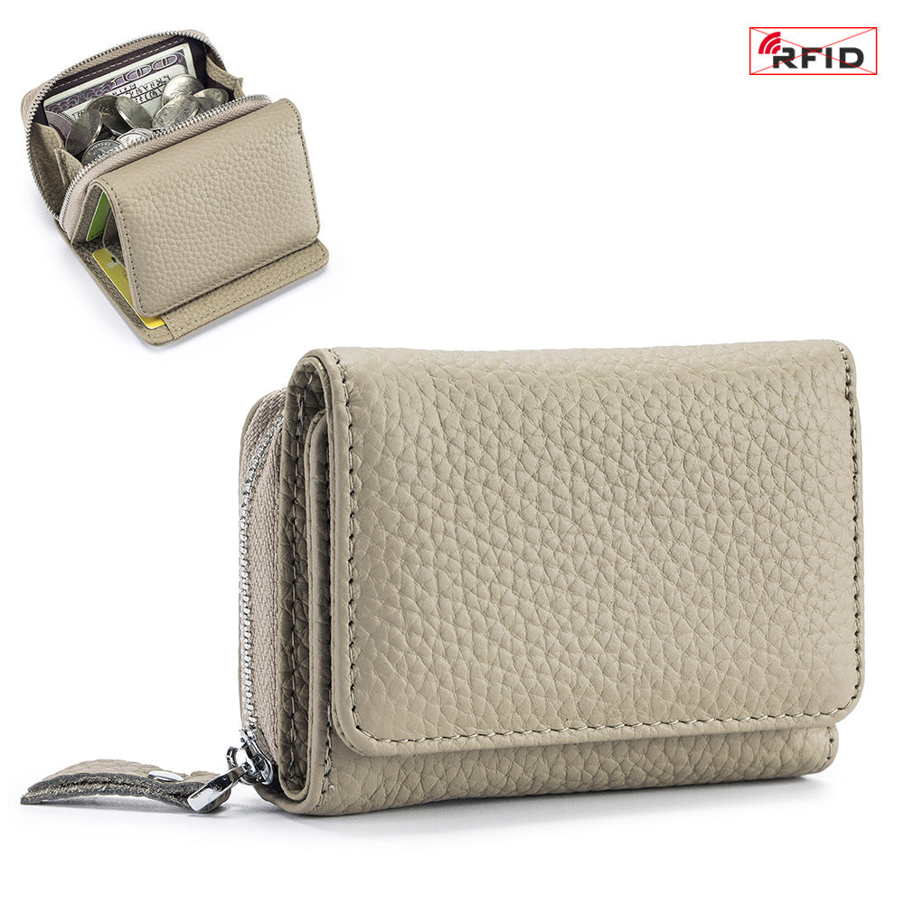 Women's Genuine Leather Style Short Three-fold Mini Ladies Wallets