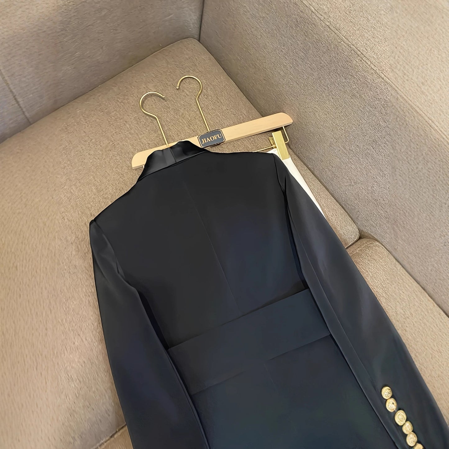 Metal Double Breasted Green Collar Belt Jackets
