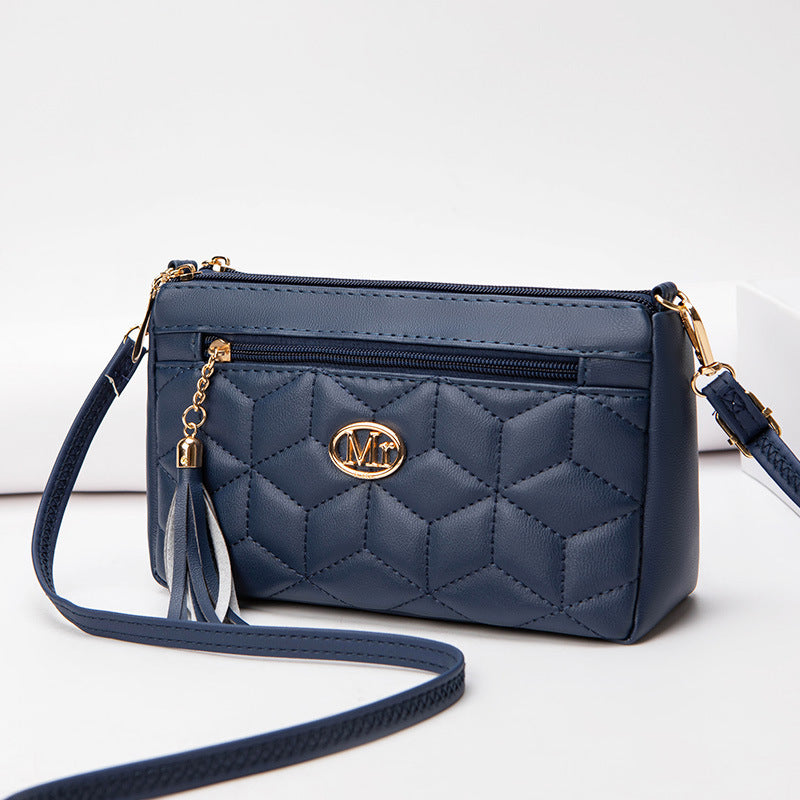Women's Double Layer Zipper Mother Soft Leather Bags
