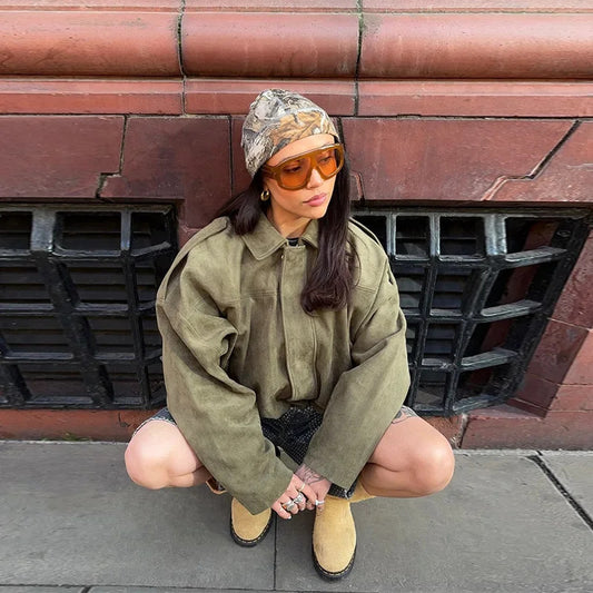 Women's Fashion Pilot Batwing Sleeve Zipper Casual Jackets