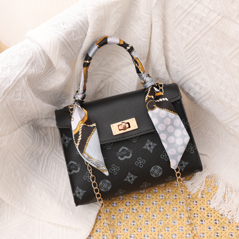 Fresh Sweet Autumn Print Silk Scarf Crossbody Bags
