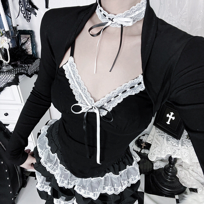 Women's Two-piece Gothic Style Adult Lady Like Woman Blouses