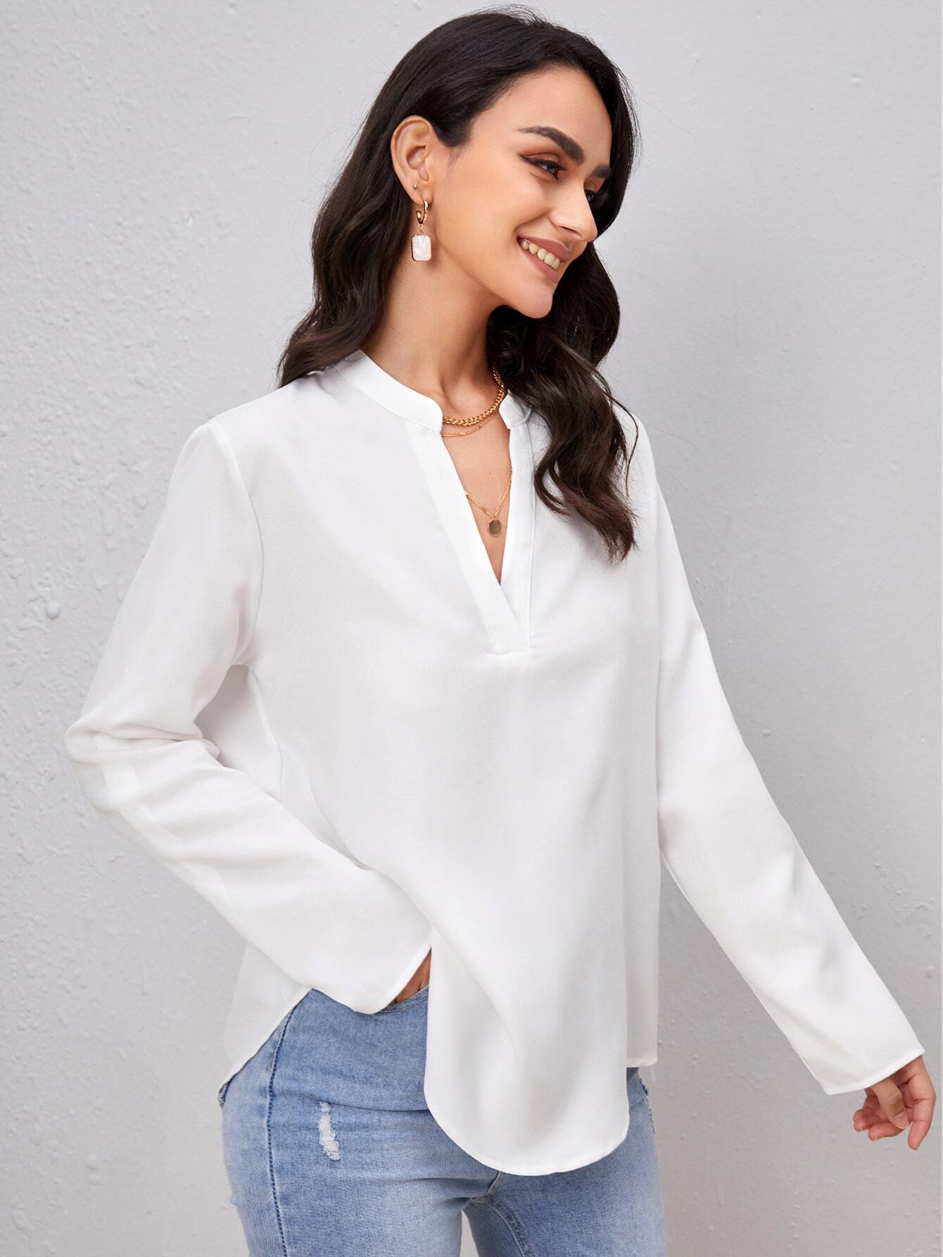 Women's Casual Workplace Cuff Can Be Fixed Roll Sleeve Women's T-shirt