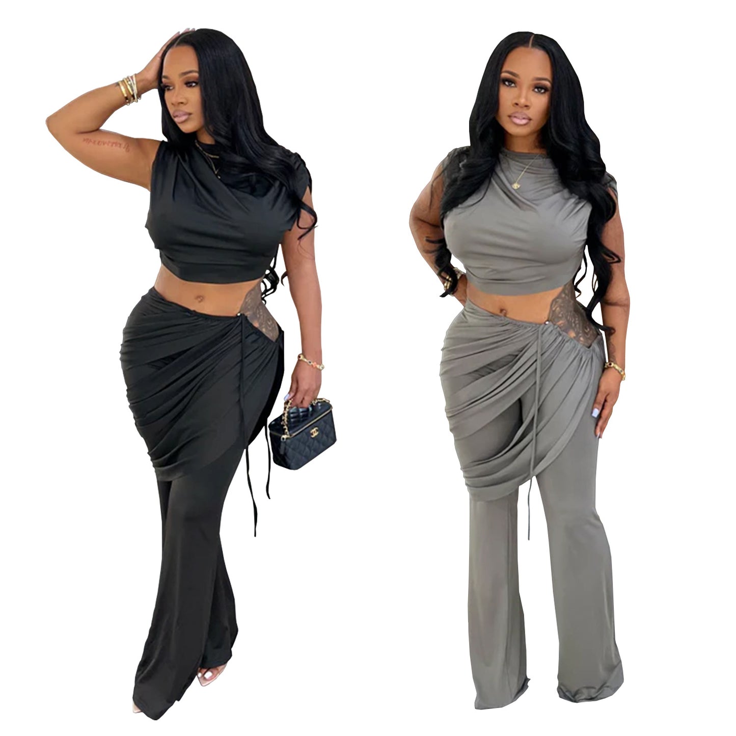 Women's Fashion Wear Casual Sleeveless Trousers Two-piece Suits