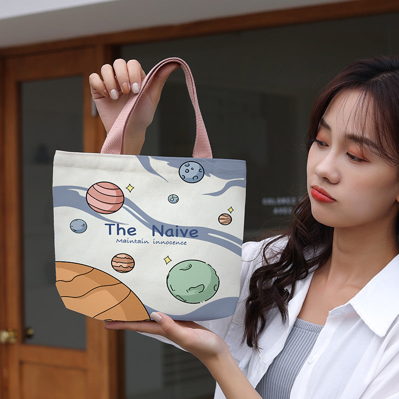 Women's Cute Cartoon Canvas Tutorial Lunch Size Handbags