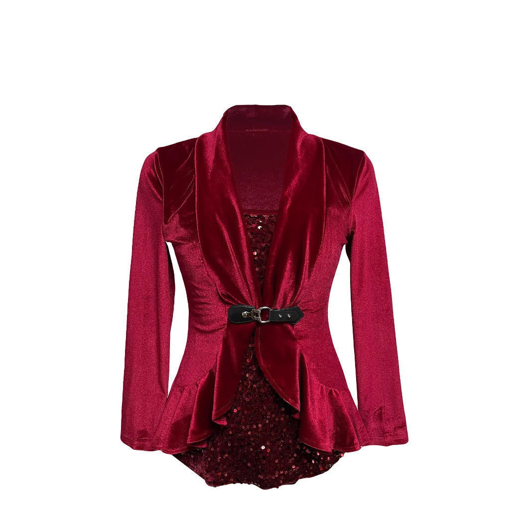 Slouchy Women's Sequin Stitching Two-piece For Women's T-shirt