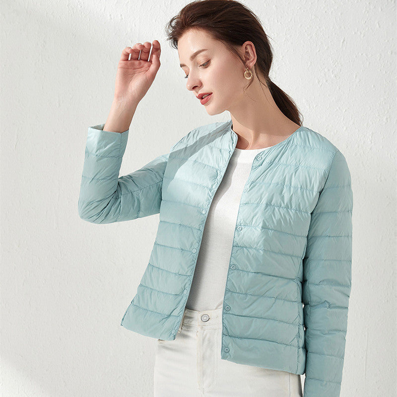 Women's Neck Slim Fit Large Collarless Long Jackets