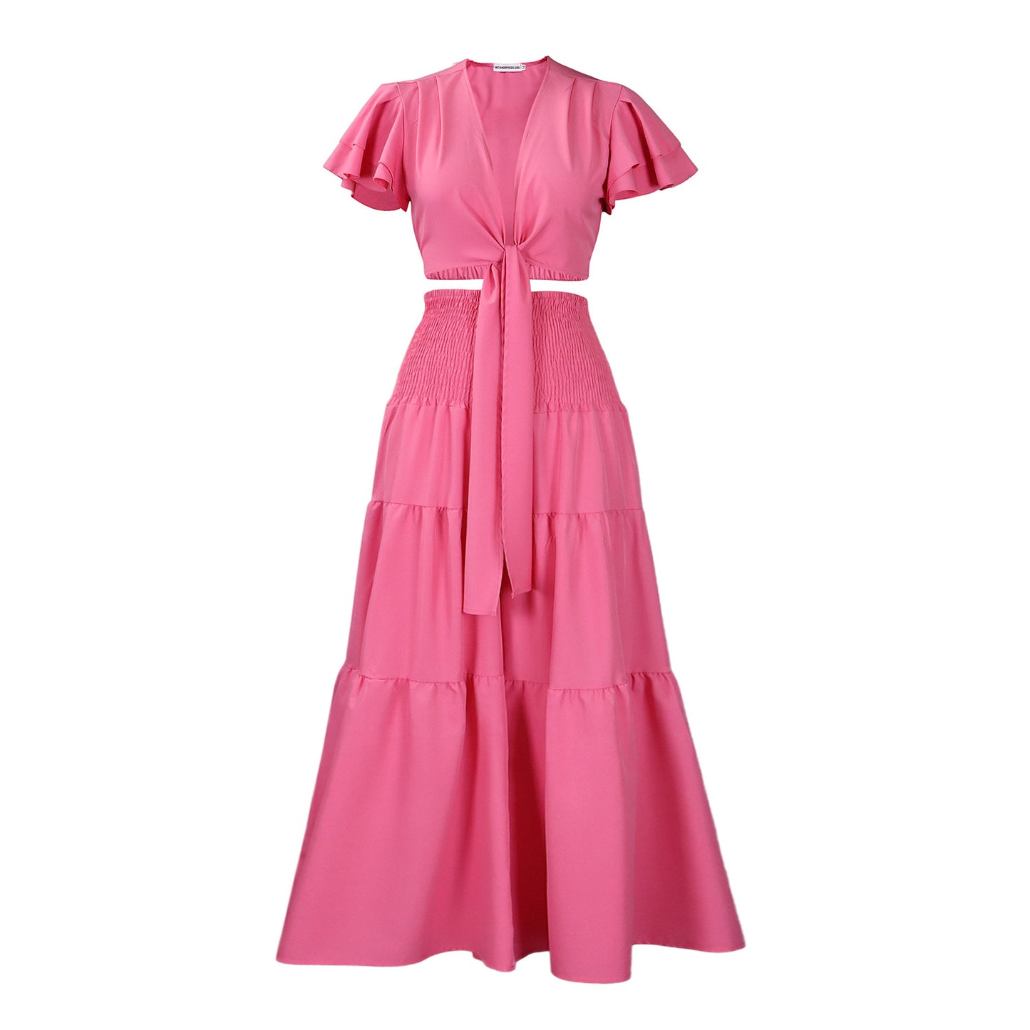 Graceful Sleeve Tied Wide Leg Two-piece Pants