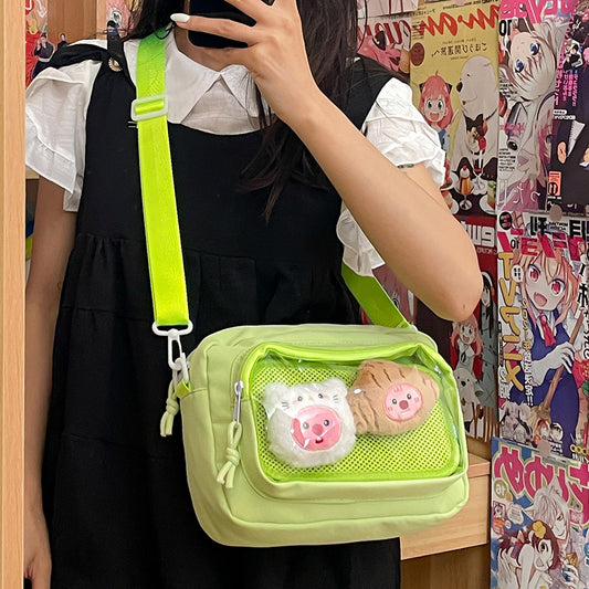 Women's Transparent Cartoon Bar Snack Size Cell Crossbody Bags