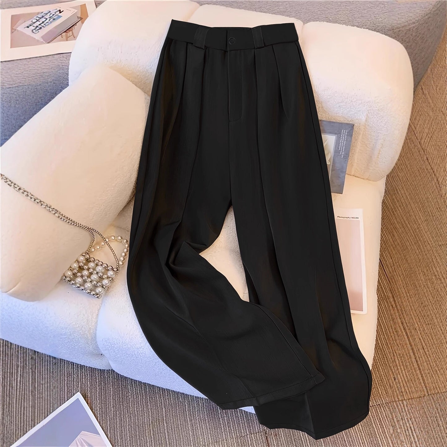 High Waist Wide Leg Casual Mopping Floor Pants