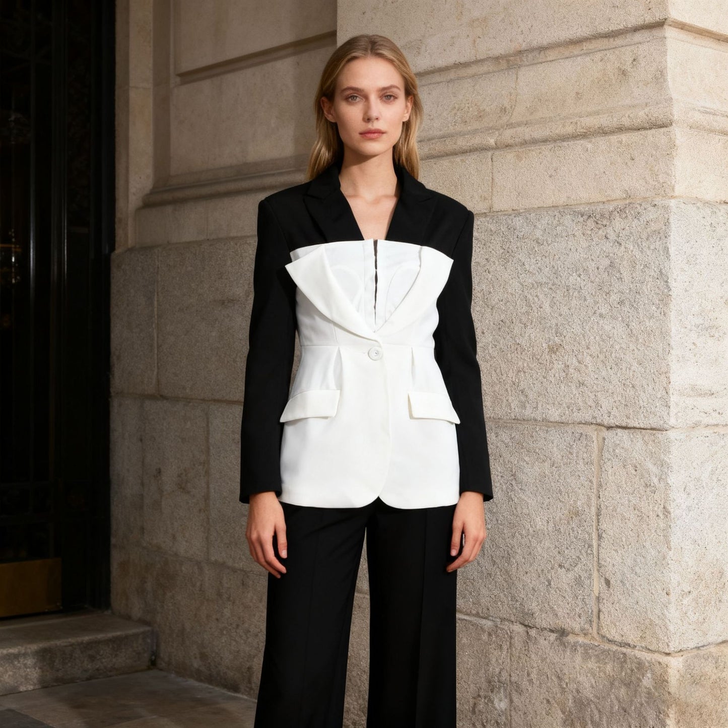Women's Irregular Color Matching Personality Commute Style Blazers