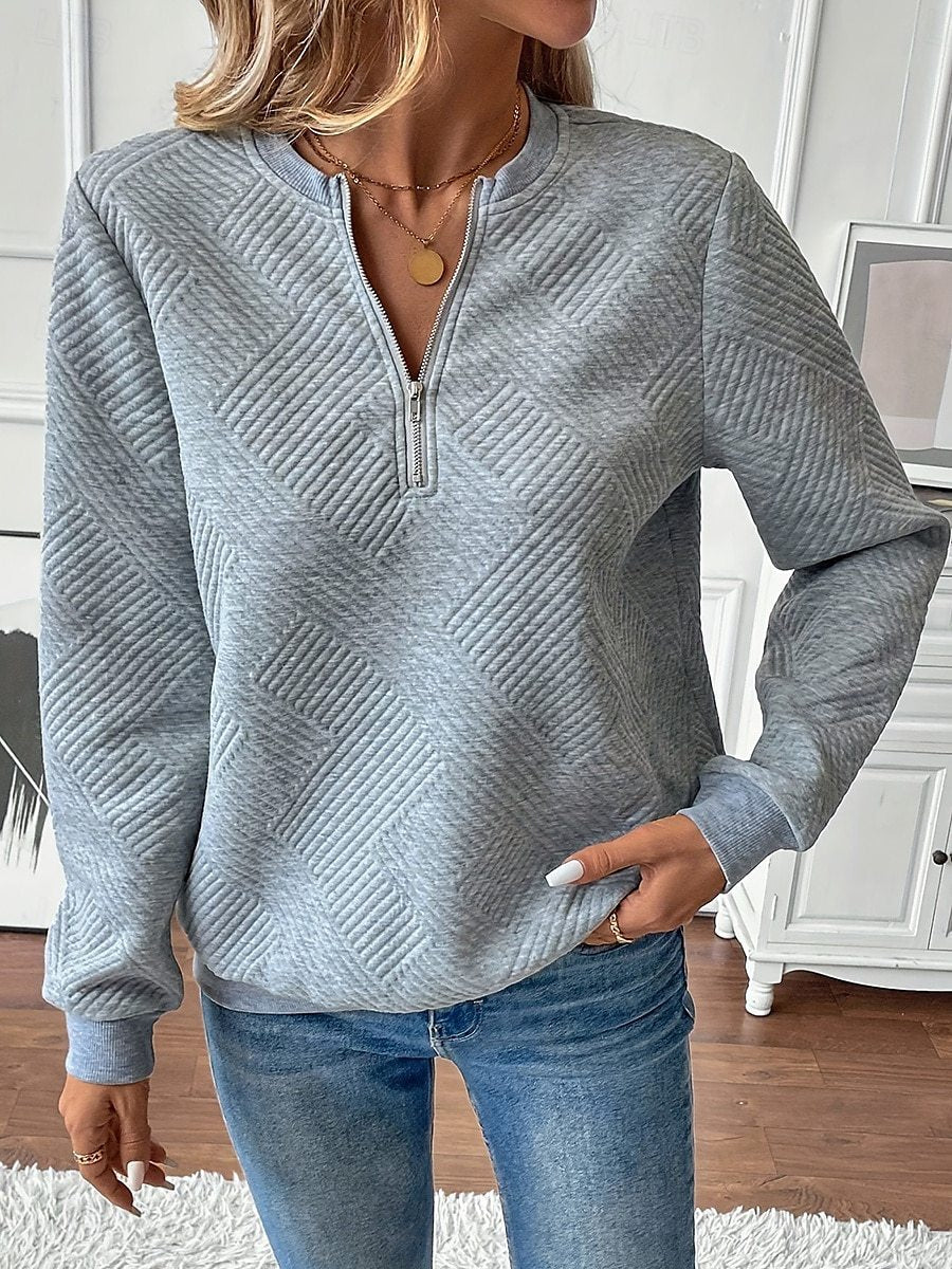 Women's Casual Solid Color Knitted Texture Fabric Women's Sweater, Sweater