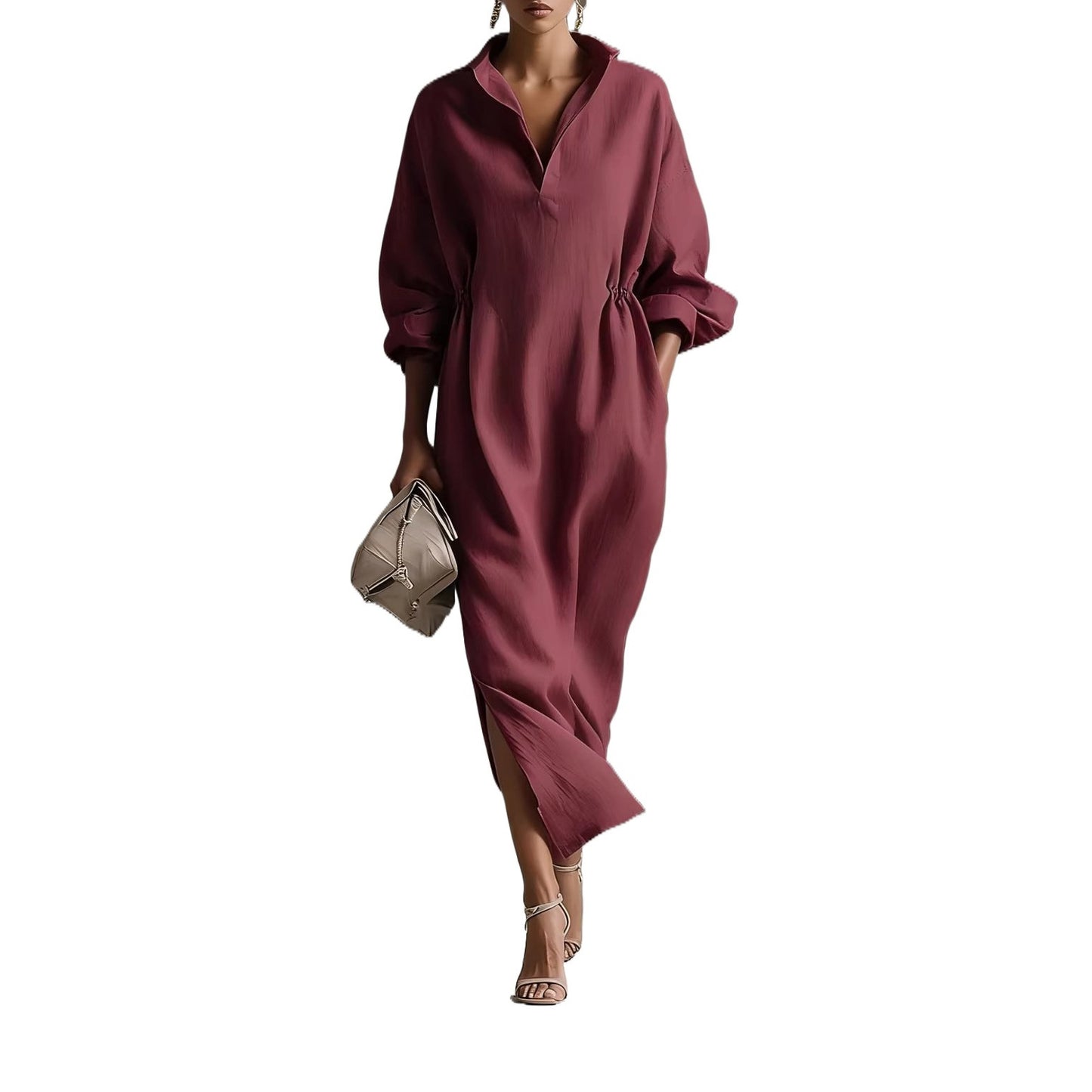 Women's Sleeve Lapel Casual Fashion French Style Elegant Dress