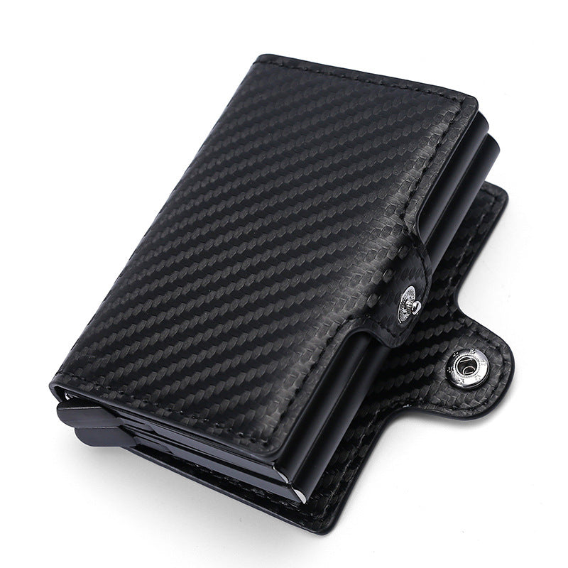 Men's Automatic Pop-up Metal Integrated Carbon Fiber Pattern Card Holder