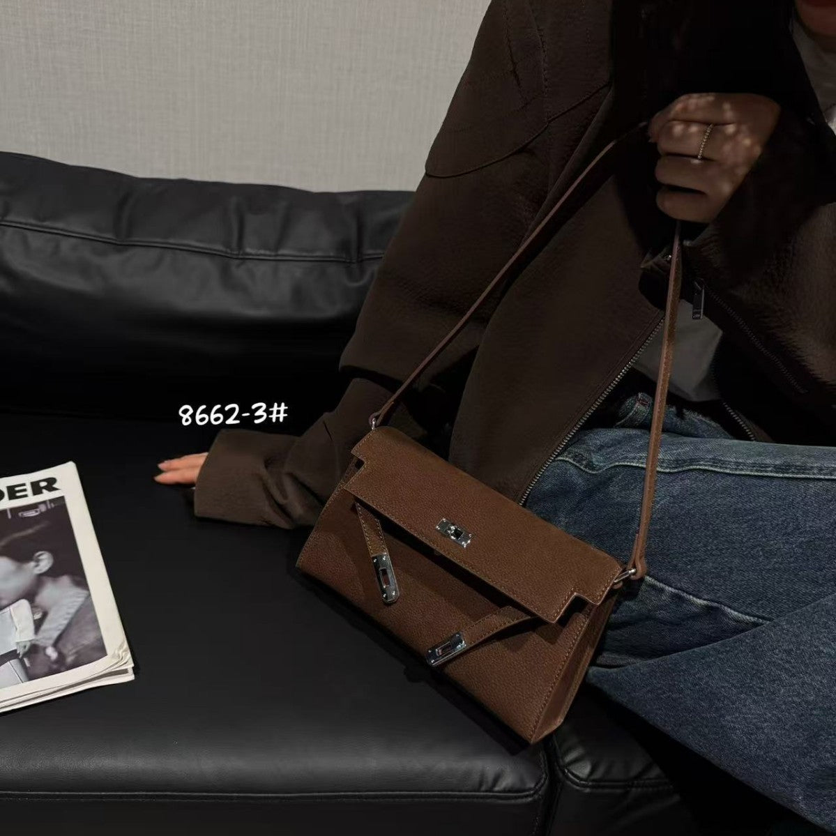 Women's Retro Frosted Leather Underarm Kelly Bags