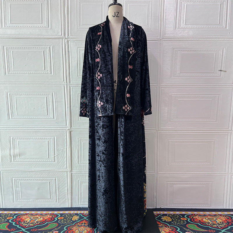 Feel Veet Mid-length Hepburn Style Robe Coats