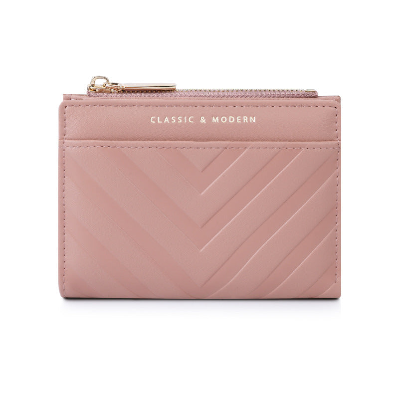 Women's Striped Embossed Leather For Multiple Slots Ladies Wallets