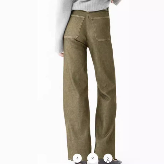 Women's Wide Leg Denim Casual Belt Shadow Blue Plus Size